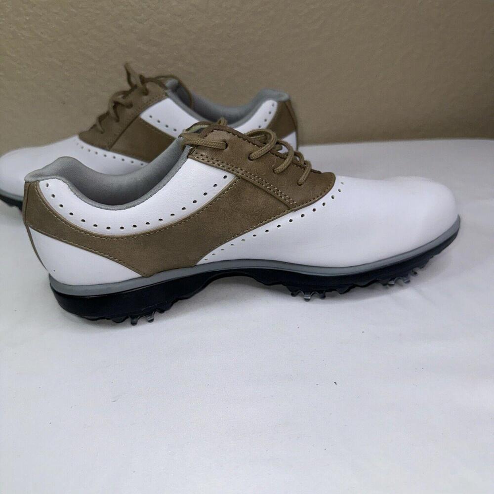 Footjoy eMerge 93914 Golf Shoes Sz 7.5 Medium White/Brown‎ Women's - Picture 4 of 9